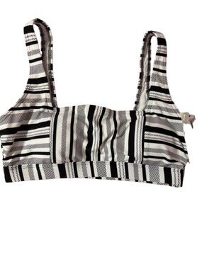 next Women’s Black and White Striped Bikini Top Size L